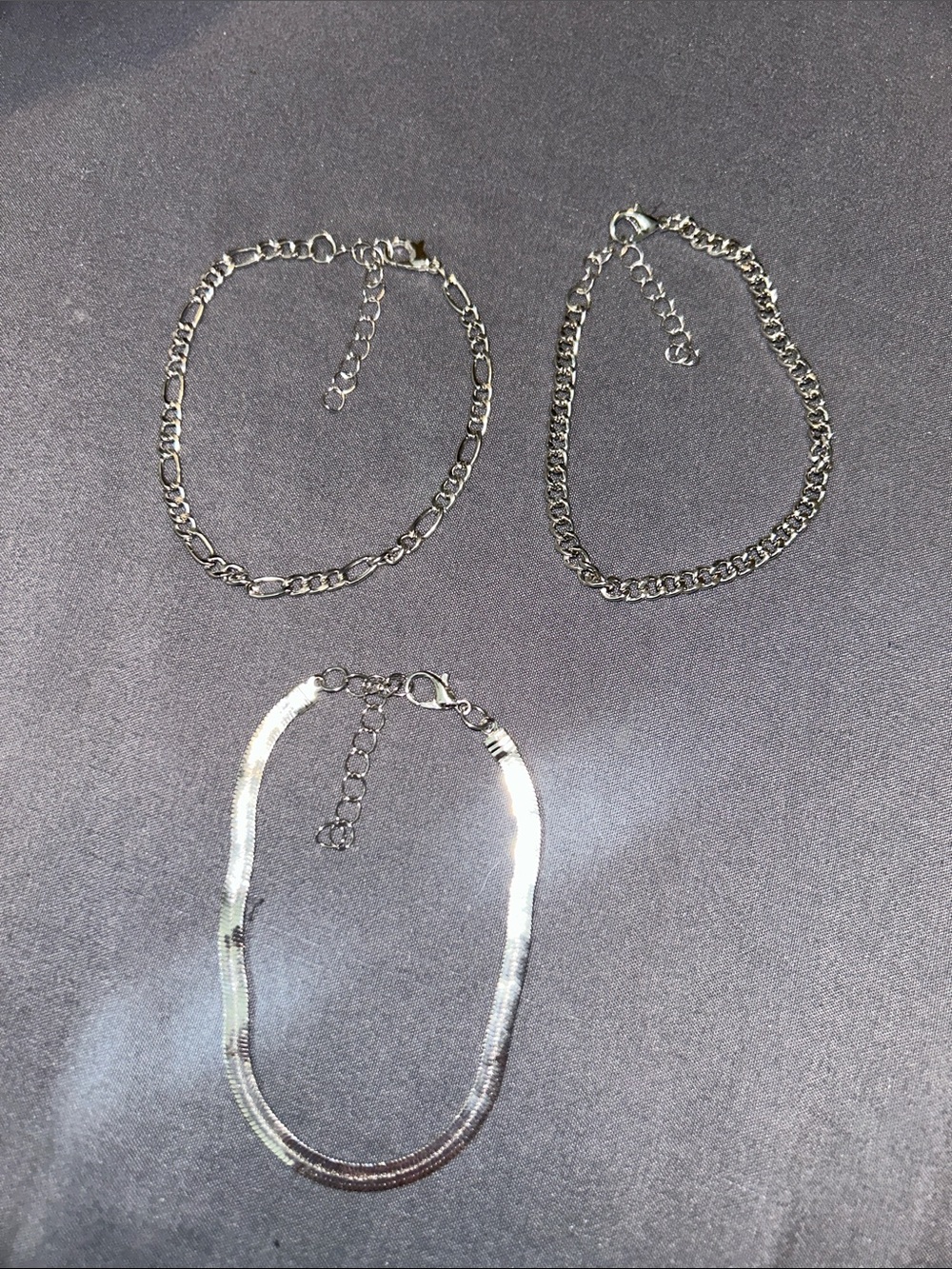Silver Women's Chain Bracelet Set - Classic Link & Herringbone Styles